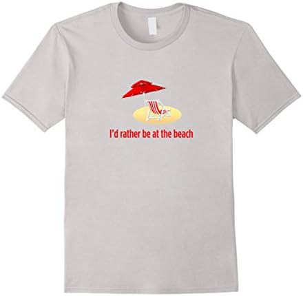 Mens I'd rather be at the beach - Beach Chair T-Shirt Medium Silver