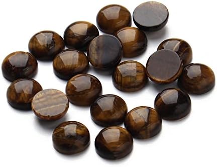 JJG 20pcs 8mm Natural Stone Round Cabochons Flatbacks Tigereye Gemstone Dome Cameos