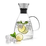 Tealyra 56oz Glass Water Carafe Pitcher w/ Stainless Steel Drip-free Flip-top Lid - Hot & Cold Water - Tea & Coffee Maker - Iced Tea (56oz / 1600ml)