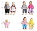 PUCKWAY Kids Girls Lovely Happy Dolls Family Playset Wooden Figures Set of 7 People for Children Dollhouse Pretend Gift
