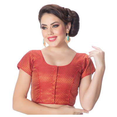 rinkoo women's brocade black princess cut padded readymade saree blouse