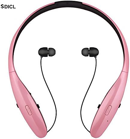 Bluetooth Headphones,Wireless Neckband with Retractable Earbuds Bluetooth Headsets for for iPhone/Samsung/Sony/iPad and other Bluetooth Device (960 PINK)