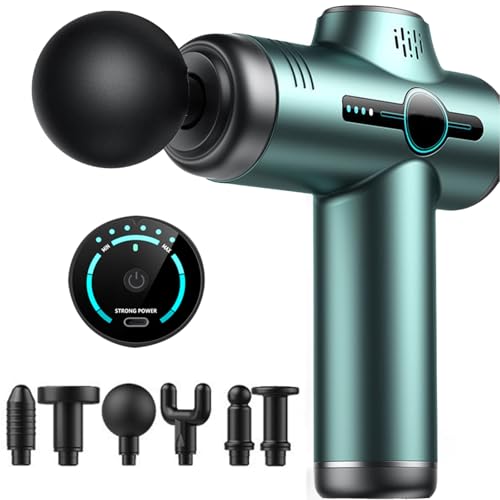 Massagepistole, Massage Gun Mit 6 Geschwindigkeiten &Amp; 6 Köpfen, Mit Lcd Touchscreen, Tiefengewebe Massagegerät Für Rücken, Schultern, Beine (Grün)