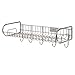 MyGift Stainless Steel Wall Mounted Storage Shelf Utility Rack Hanging Metal Wire Basket with 5 Hooks