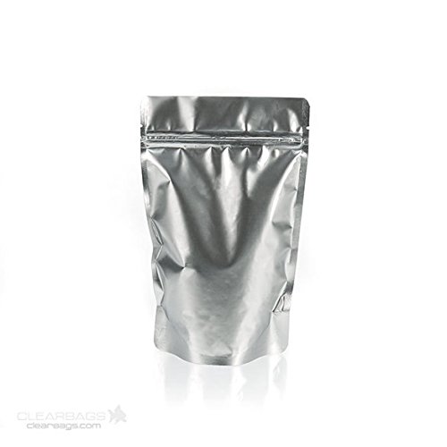 5 1/8" x 3 1/8" x 8 1/8" (Outer Dimensions) Silver Metallized Zipper Pouch Bags (100 Pieces)