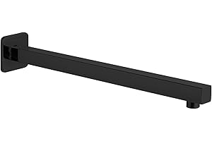 Voolan 20“ Square Shower Arm with Flange and Teflon Tape, Extension Shower Head Arm for Bathroom Fixed Shower Head, Solid Stainless Steel, Wall Mounted (Black)