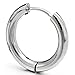 Pair Stainless Steel Plain Circle Huggie Hinged Hoop Earrings for Men Women