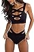 Prograce Women's Sexy Criss Cross High Waisted Bandage 2PCS Bikini Set, L Black