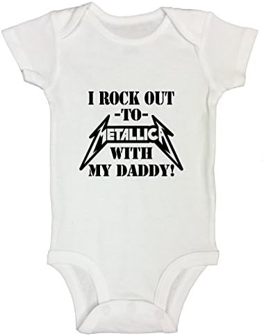 Funny Threadz Kids Music Band Child Onesie “I Rock Out to Metallica with Daddy” Kids Shirt