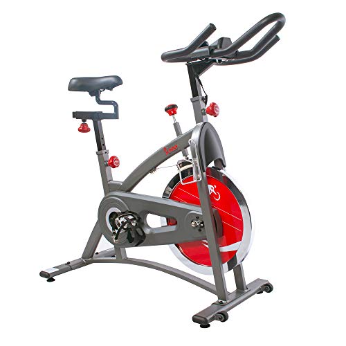 sunny health & fitness exercise cycling bike with heavy 49 lb chrome flywheel