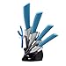 KISKISTONITE Ceramic Knife Set, 5-Piece Kitchen Cutlery Block Knife Sets with Fruit Peeler, Blue