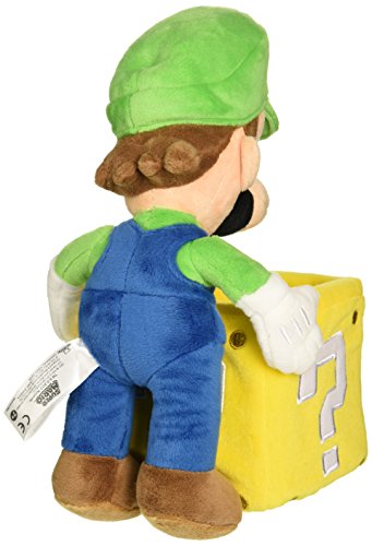 Little Buddy Super Mario Bros. Luigi Holding Coin Block Stuffed Plush, 10"