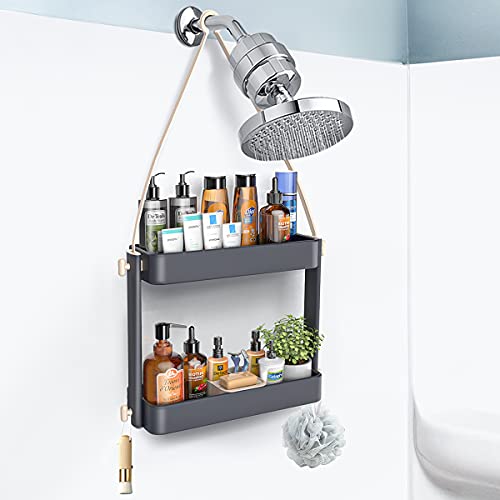 ADOVEL Shower Caddy Hanging, 2 in 1 Shower Head Caddy Organizer
