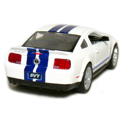 5" 2007 Shelby GT500 1:38 Scale (White/Blue Stripes) by Kinsmart