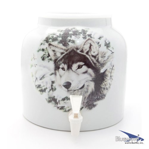 Bluewave Snow Wolf Design Beverage Dispenser Crock