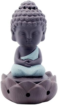 OCIOLI Zen Sitting Incense Burner Home Gift Creative Small Ornaments Cute Ceramic Holder-Green