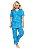 Dreams & Co. Women's Plus Size Knit Pj Set . With Pretty Floral Print, Henley