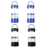 4 Pack Outdoor Camping Lamp, Portable Outdoor Rechargeable Solar LED Camping Light Lantern Handheld Flashlights with USB Charger, Perfect Hiking Fishing Emergency Lights (2 Pack-Blue/2 Pack - Black)