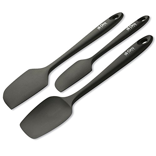 di Oro Living - Silicone Spatulas - 600ºF Heat-Resistant Spatula -
Seamless Design - Pro-Grade Non-Stick Silicone Rubber with Reinforced
Stainless Steel S-Core Technology (3-Piece Set, Black)