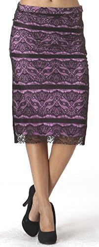 CARAPACE Womens Women's Lace Pencil Skirt BLACK/MAGENTA L