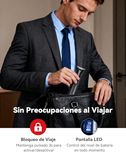 kensen Afeitadora Corporal Masculina 6 en 1, 2 Velocidades Depiladora Corporal Hombre, IPX6 Impermeable Recortadora con Cabezal Magnético para Cuerpo, Barba, Nariz y Genitales, 120 mins Uso