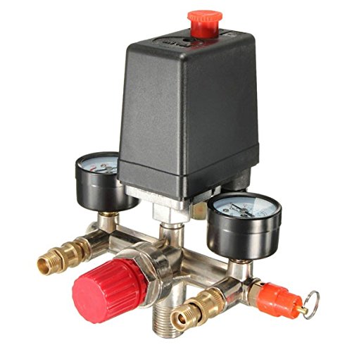 90-120PSI Air Compressor Pressure Switch Control Valve Manifold Regulator Gauges 202386854234 2