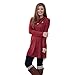 Mixmax Women Lapel Neck Long Sleeve Loose Dress Sides Slit Shirt Dress (Small, Red)