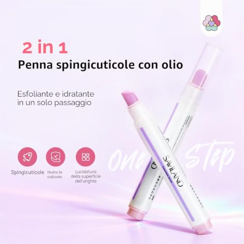 SAVILAND 3 in 1 Cuticle Pen, 2 Pieces Cuticle Scrub Pen for Cuticle Remover and Cuticle Oil with Ceramic Tip for Hair, Chapped and Dry Nails