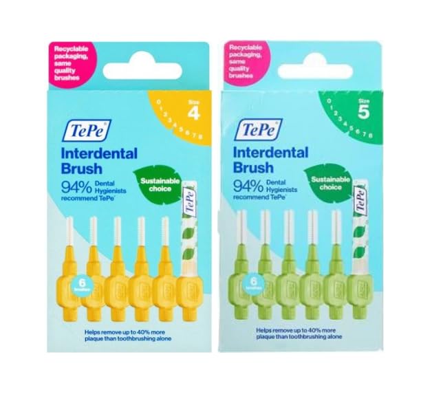 MM TePe Interdental Brushes Bundle - Yellow 0.7mm & Green 0.8mm | Easy Plaque Removal | Gum Health & Dental Care | Precision Cleaning for Tight Spaces | Dentist Recommended Oral Hygiene Tools