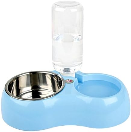 TTDOG1 Dog/Cat Feeder Bowl 2in1 Automatic Drinking Water Feeding Bowl Pet Rice Bowl (30.5X26.5X7.5CM, Blue)