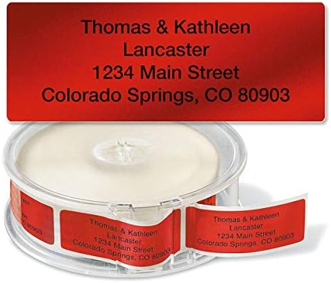 Red Foil Rolled Address Labels with Dispenser by Colorful Images