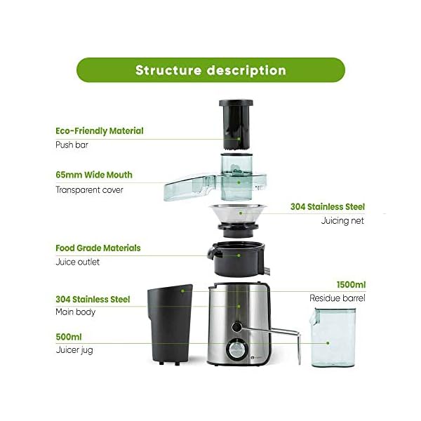 PureMate-600W-NaturoPure-Powerful-Whole-Fruit-and-Vegetable-Juice-Extractor-Centrifugal-Juicer-Machine-with-2-Speed-Settings-BPA-Free-65MM-Wide-Mouth-with-500ml-Juice-Jug-14L-Pulp-Container PureMate Juicer Machines, 600W Whole Fruit and Vegetable Juice Extractor, Centrifugal Juicer Machine, Stainless Steel…