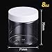 Chuangchou Empty Clear Plastic Storage Favor Jars Wide-mouth Plastic Containers with White Lids (12 Pack) for Beauty Products, DIY Making or Others (8 oz)