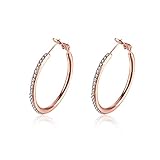 SUNGULF Popular Crystal Rose Gold Plated Oval-Cut Hoop Earrings for Women Girls