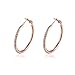 SUNGULF Popular Crystal Rose Gold Plated Oval-Cut Hoop Earrings for Women Girls