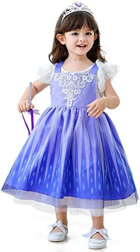最新作 誰とも被らない アナと雪の女王2 エルサ アナ エプロン ディズニー キッズコスチューム ワンピース イベント 演出 仮装 衣装 変装 舞台服 クリスマス ハロウィン 誕生日 プレゼント S 90 100 パープル Logicel Net