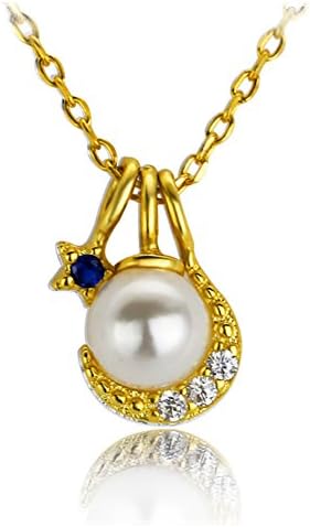 The Moon and the stars Pearl necklace Collarbone chain short simple and sweet necklace the necklace-B