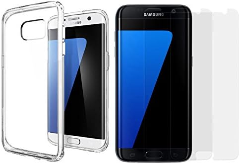 Galaxy S7 Screen Protector Glass and Case - 2 Pack VECORN Samsung Galaxy S7 Tempered Glass + 1 Pack Ultra Slim Transparent Case, Soft TPU Scratch Resistant Shock Protective Clear Case Cover