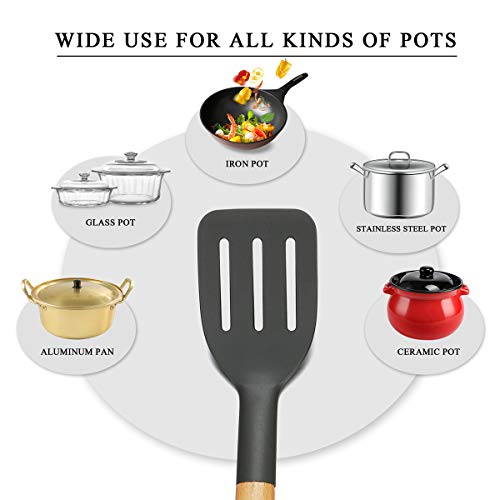Kitchen Utensil Set - Premium Cooking Utensils Set & kitchen tool with utensils holder for Nonstick Cookware - Kitchen cooking sets with Turners, Tongs, Spatula & Spoons - Thumbnail 3