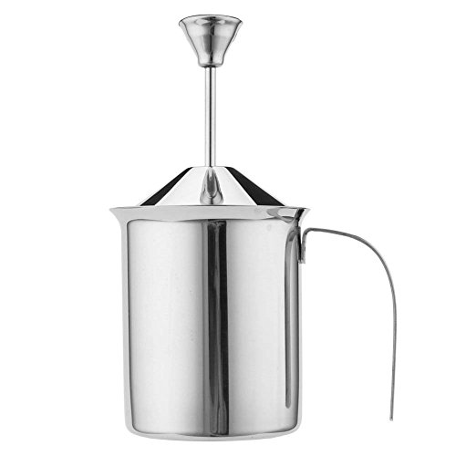 Creamer Frother - Stainless Steel Hand Pump Milk Creamer Frother Cappuccino Foamer (silver, 14oz) 