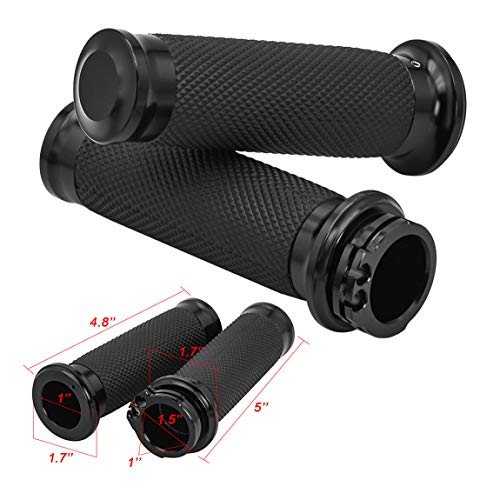 Lalaparts Black 1" Motorcycle Handle Bar Hand Grips Compatible for Harley Touring Honda Yamaha Suzuki Kawasaki