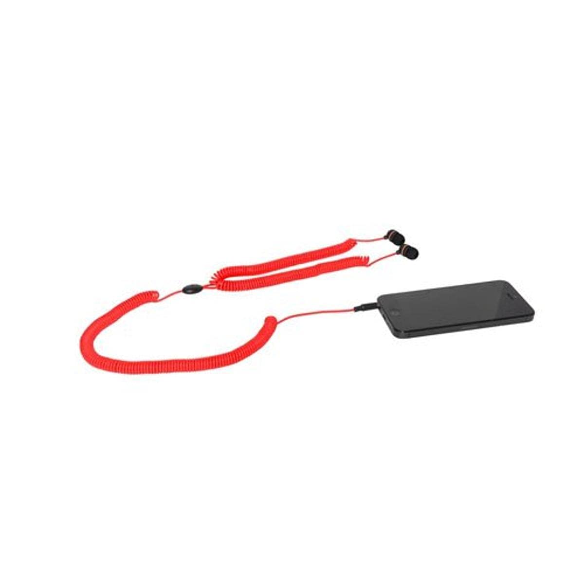 Thumbs Up Curly Earphone - Red