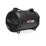 AXESS SPBT1040 Portable Bluetooth 2.1 Hi-Fi Cylinder Loud Speaker with Built-In 6