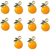 10 Pcs 8x13mm Cartoon Orange Fruit Charms for Jewelry Making, DIY Plated Enamel Cute Orange Pendant for Earring Necklace Bracelet Keychain Craft Supplies Findings Making Accessories Beading