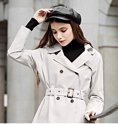 TFO Womens Hooded Double-Breasted Trench Coat Outdoor Lightweight Rain Jackets with Belt(Khaki, M)