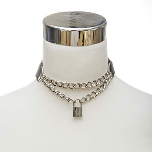No-Branded-Sexy-Blocco-Gotica-della-Catena-della-Collana-Punk-Choker-Collare-di-Cuoio-Goth-Lucchetto-del-Pendente-Kawaii-Rave-xuchayuo