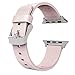 Wearlizer Genuine Leather Watch Band Replacement Strap w/ Metal Clasp for Apple Watch all Models 38mm and 42mm Classic Buckle (42mm Pink) 