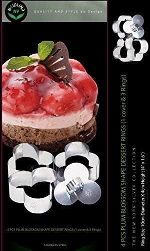 NewlineNY Stainless Steel Dessert Pastry Mousses Rings (4 Pcs Plum Blossom Shape) - Image 4