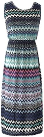 THJ-C Women’s Bohemian Maxi Beach Dress [Style #1] Sleeveless Round Neck