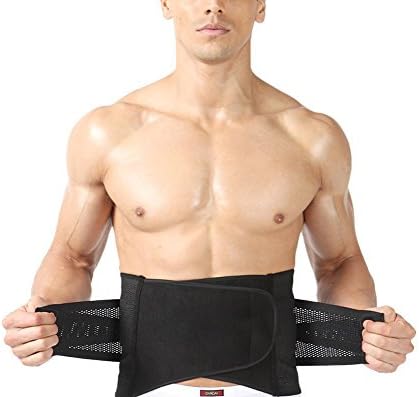 Fletion Men's Adjustable Waist Trimmer Breathable Waist Cincher Sauna Ab Belt Lumbar Back Braces Tummy Belly Bands Slimming Weight Loss Girdle Belt Body Shaper Slimmer for Outdoors Sports Fitness
